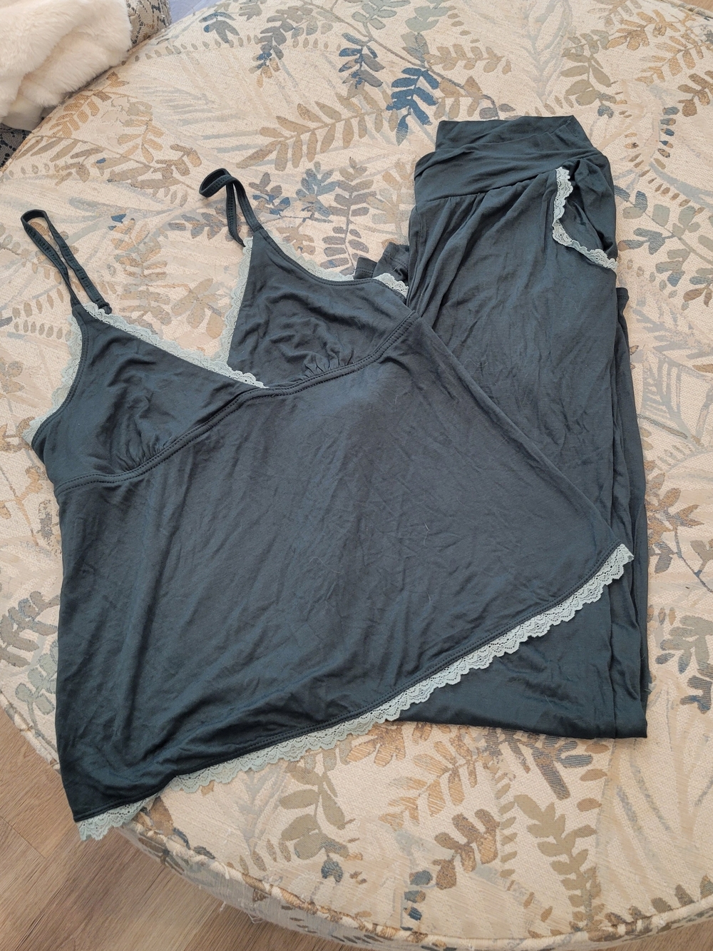 Adore Me Black Sleep Camisole and Pants Set with Lace Trim